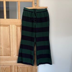 Striped Boot-Cut Pants in Green & Blue